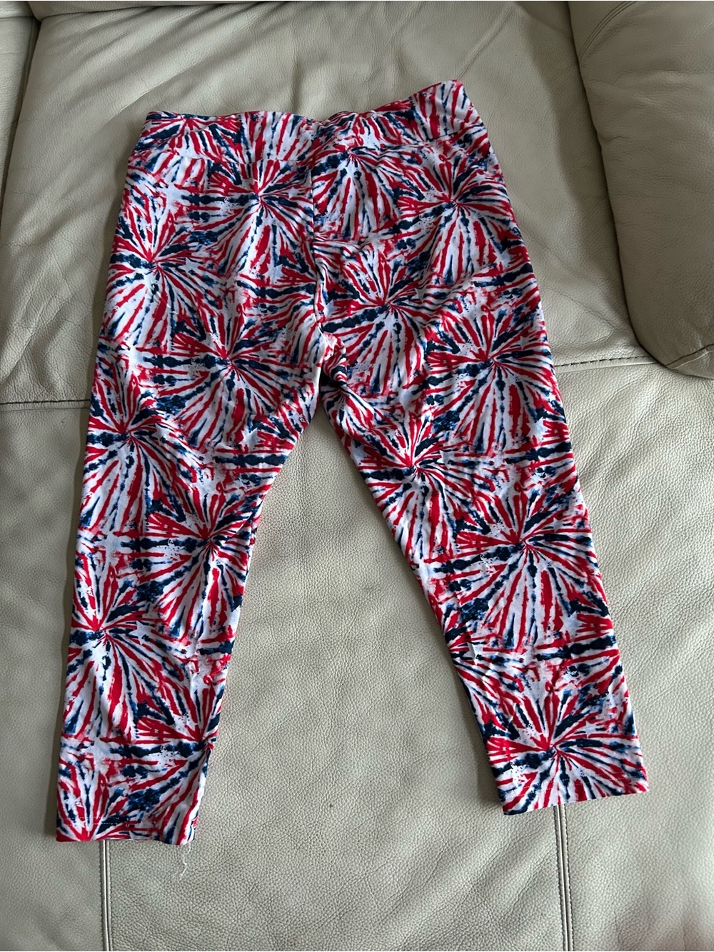 Women's Red & Blue Tie-Dye Leggings, Size L/G, 12-14 - Picture 2 of 6